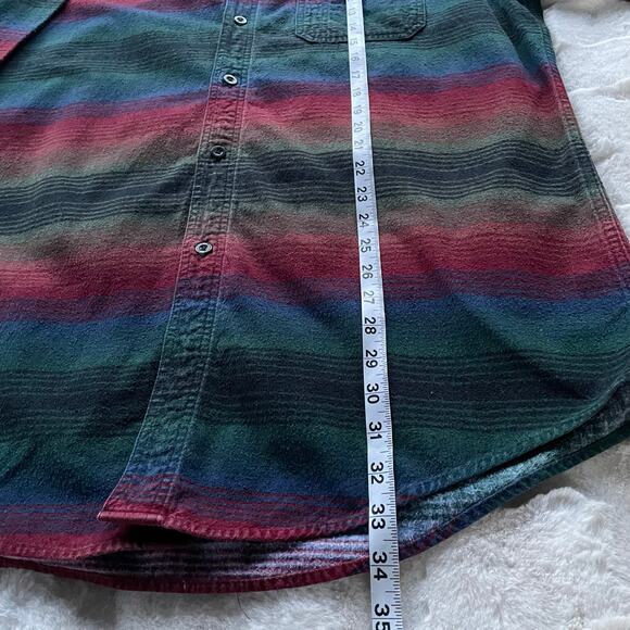 🔥Vintage Woolrich Cotton Flannel Blanket Striped Western Southwest Button Shirt - Picture 13 of 14